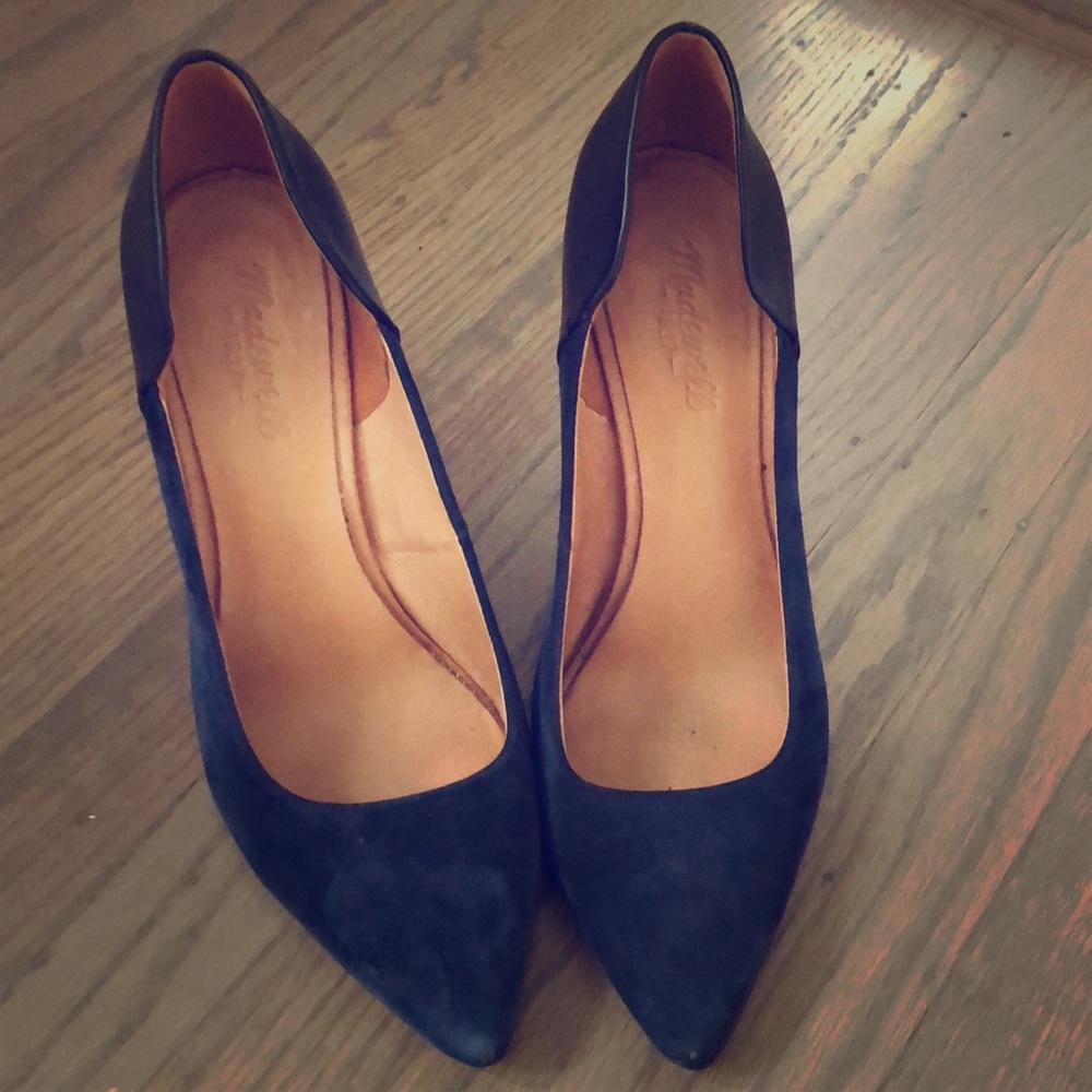 Madewell black and navy pumps (leather and suede)